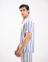 TEXTURED STRIPED CAMP COLLAR SHIRT